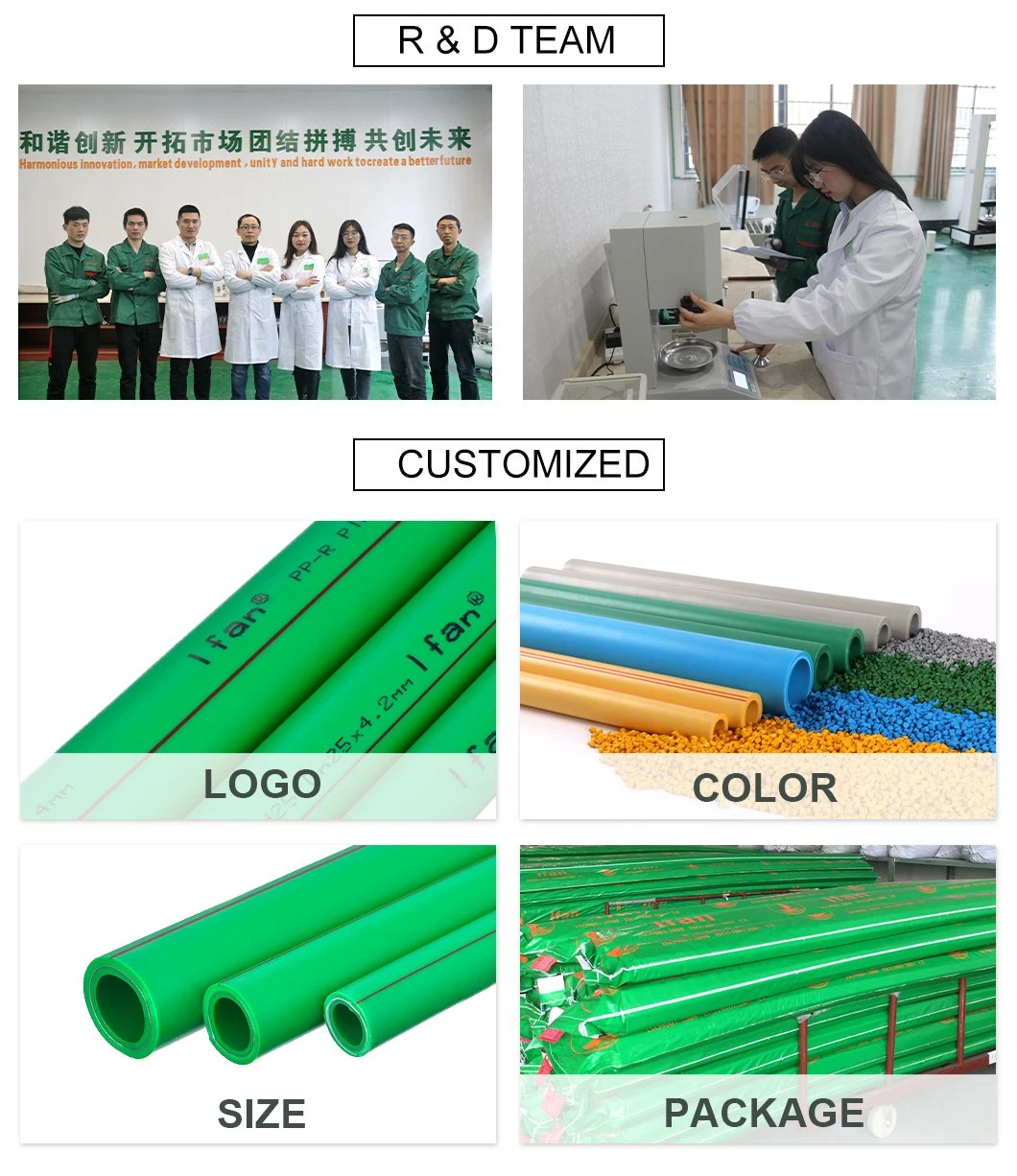 Ifan Free Sample Plastic PPR Tube Green and White PPR Pipe for Hot and Cold Water